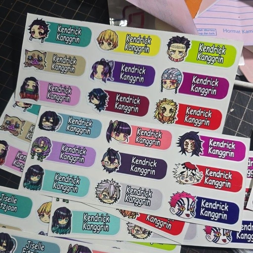 

stiker label nama water proof tahan air vinyl size 5x2cm demon slayer