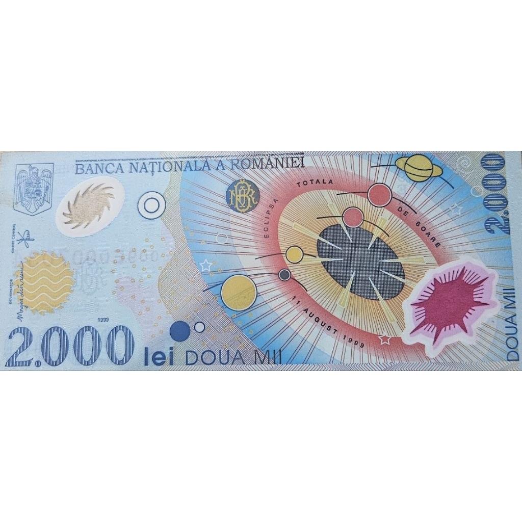 Uang Asing polymer Negara Romania 2000 Lei UNC MULUS Original 100%