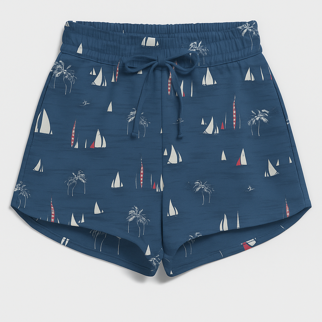 Celana Pendek Pantai Wanita Pria Unisex Motif Pantai Surfing Tropical Beach Short - Summer Outfit