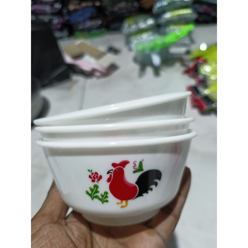 3pcs mangkok jago kecil bahan plastik