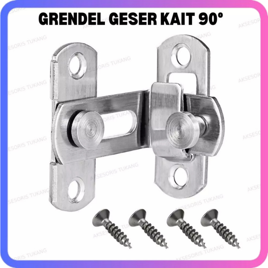 Grendel Pintu Geser Slot Pintu 90 Derajat / Gerendel Dorong Geser Tarik Kunci Pengait / Gesper