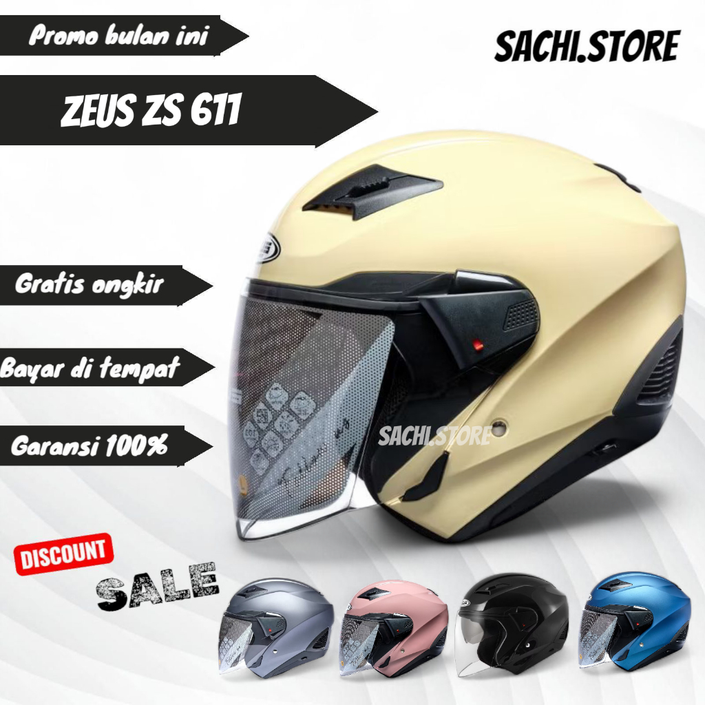 HELM ZEUS ZS 611 SOLID DOUBLE VISOR | HELM HALF FACE ORIGINAL