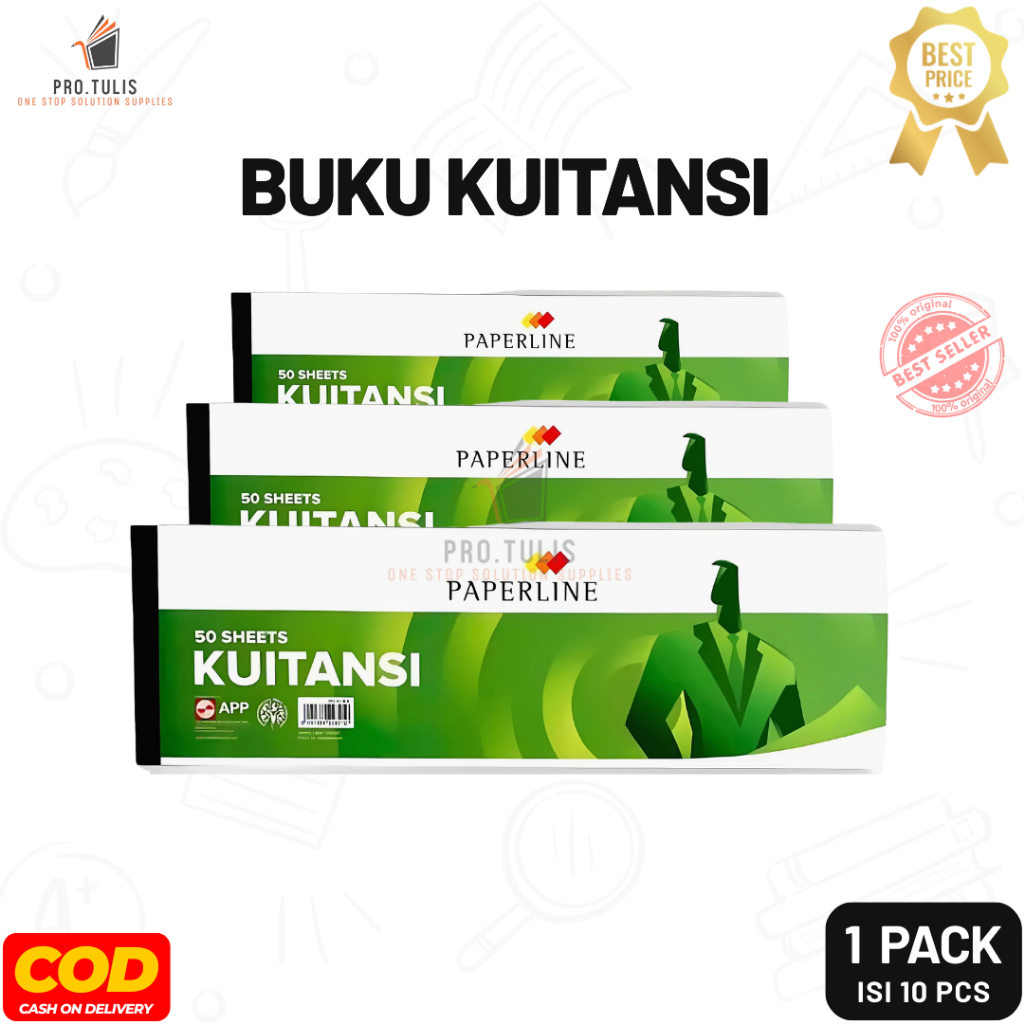

(1 Pack) Buku Kuitansi / Kwitansi PAPERLINE Nota Tanda Terima Kecil / Sedang / Besar. ProTulis