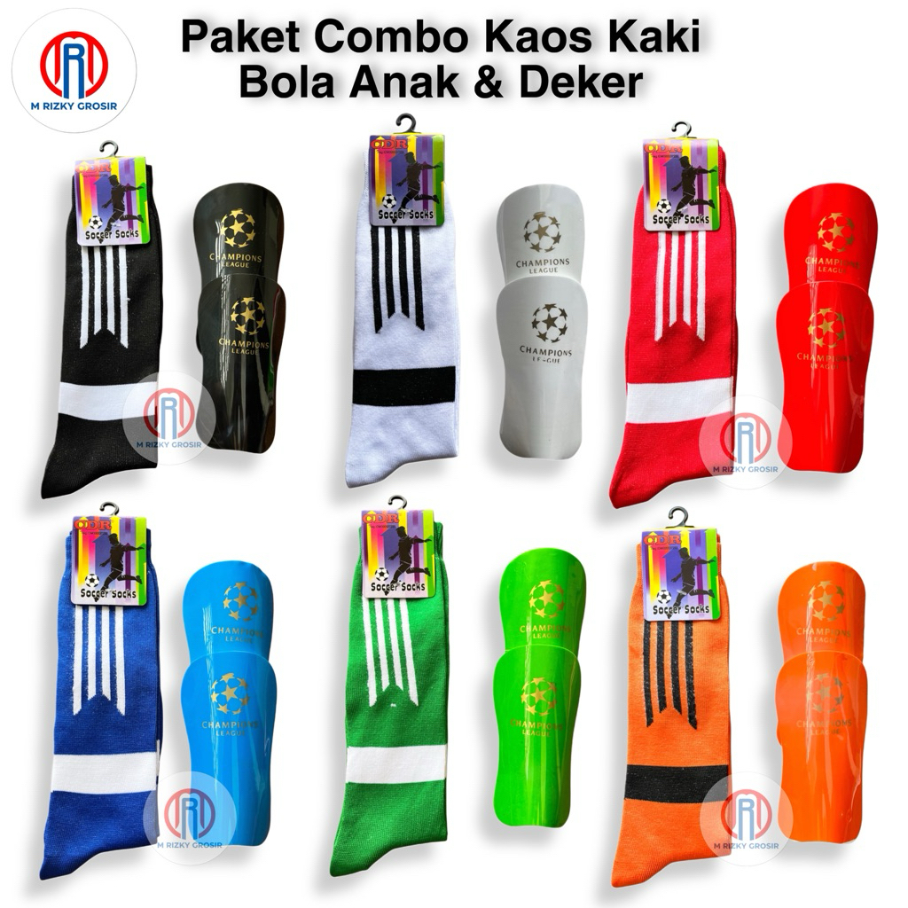 1 Paket Kaos kaki Bola Anak panjang Combo Deker/Kaos kaki Bola anak&Deker Satu Paket.Bola Ank Gris