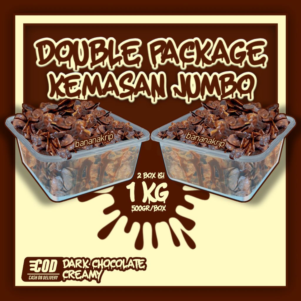 

Keripik Pisang Coklat 2 Box Isi 1 Kg – Dark Chocolate Premium Creamy | BananaKrip Store