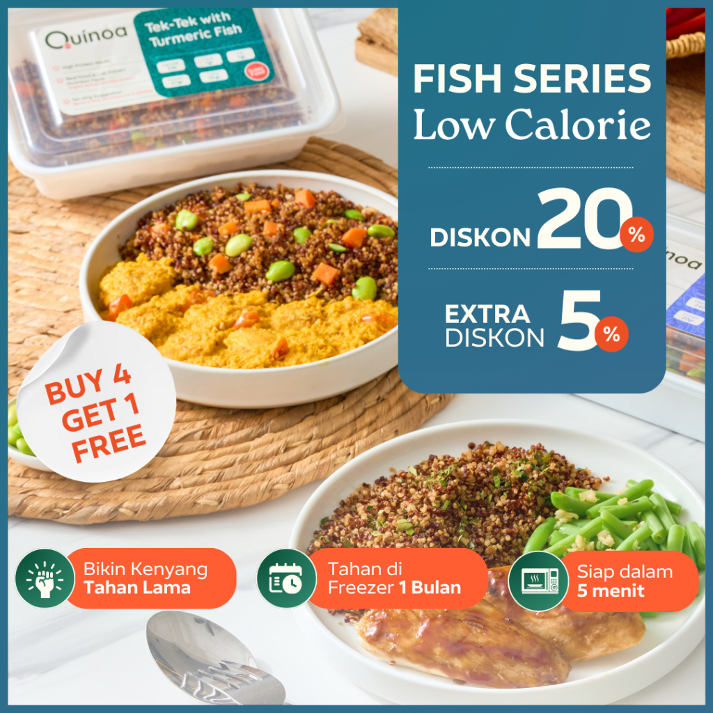 

QUINOA GO Paket Ikan Diet Buy 4 Get 1 Free - Fish Meal Prep Superfood Makanan Sehat Weight Loss High Protein Fiber Low Calorie Nasi Goreng Kampung Siap Saji Frozen Kirim Instan