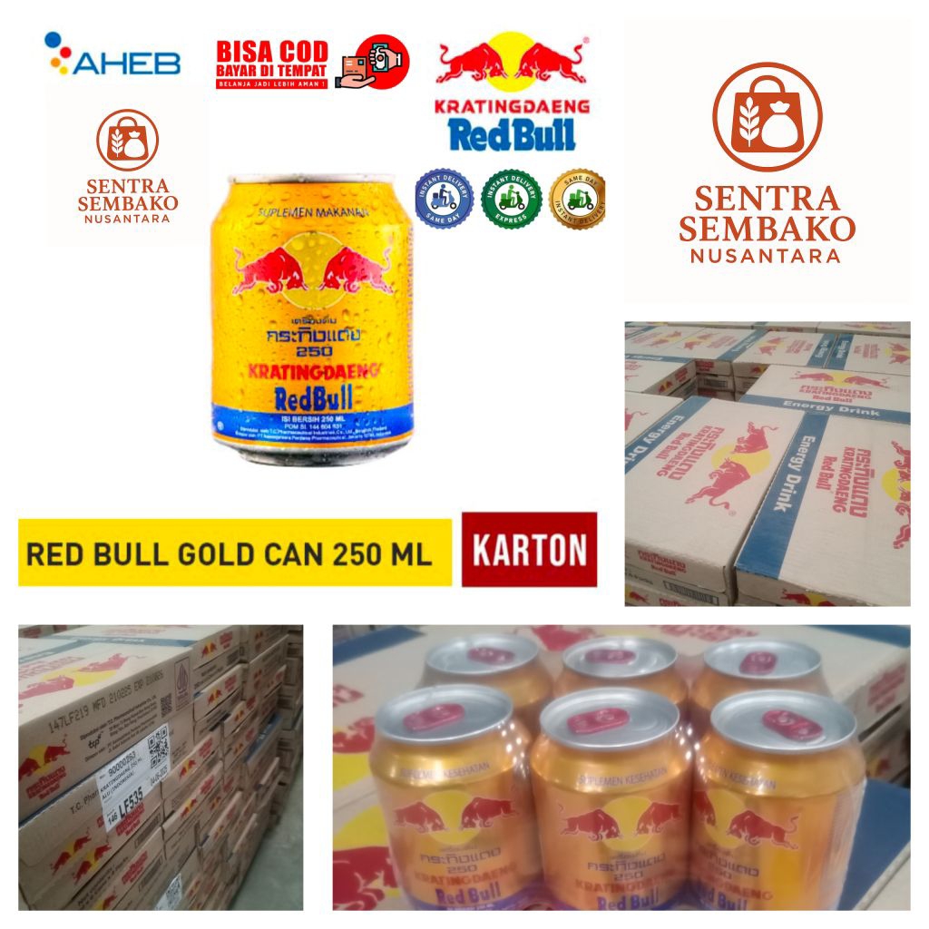 

Red Bull Gold Can 250ml – 1 Karton Isi 24 Kaleng Minuman Energi Original | Packing Aman | Halal | BPOM | Segel Pabrik | Garansi Pecah