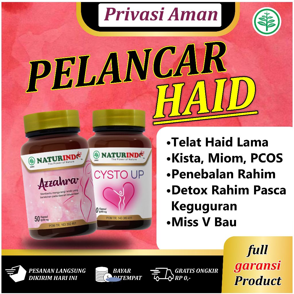 Obat Pelancar Haid Azzahra - Herbal Telat Datang Bulan1 - 5 Bulan Ampuh Alami Cepat BPOM Original