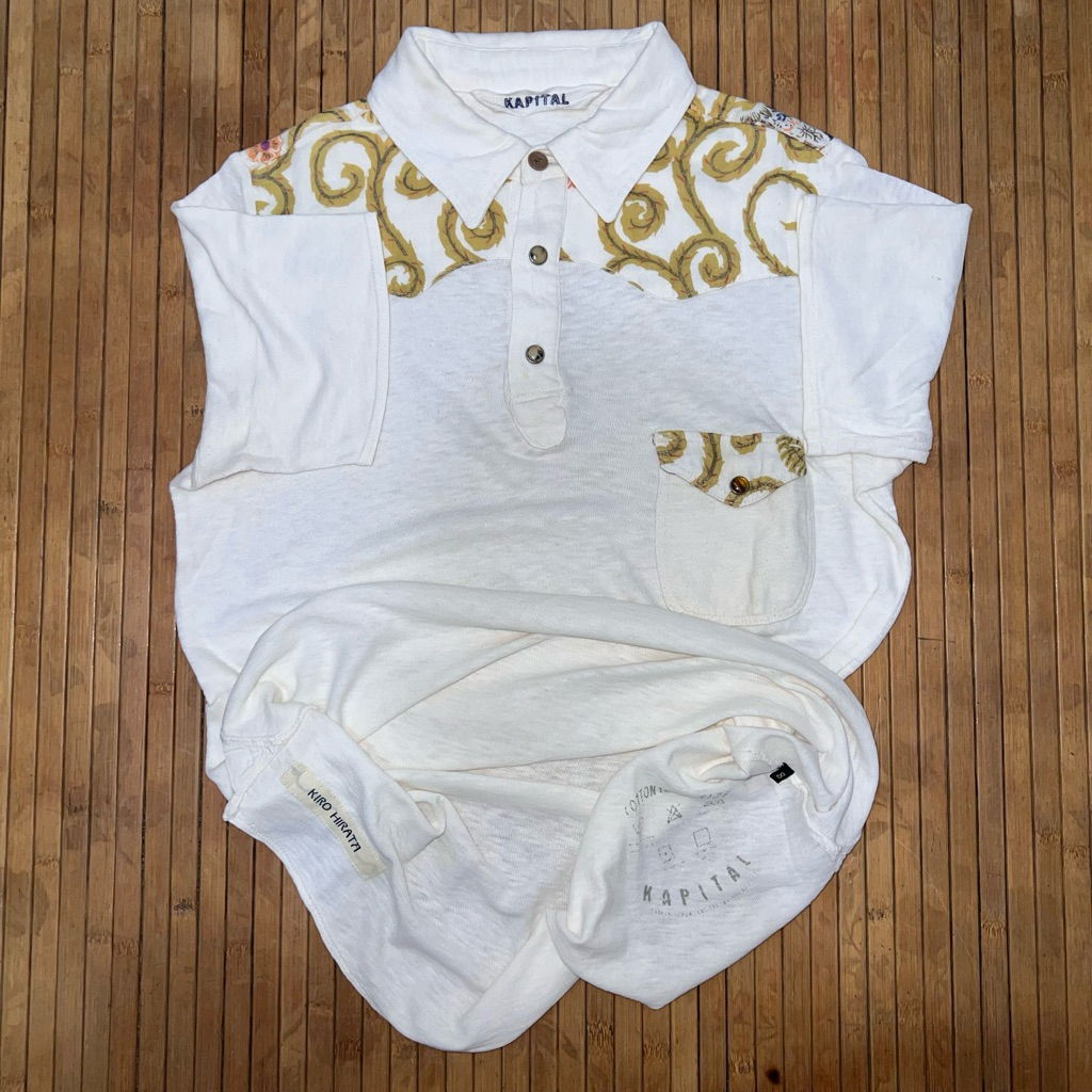 VINTAGE KAPITAL by KIRO HIRATA STREETWEAR JAPAN DESIGNER SNAP BUTTON POLO SHIRT