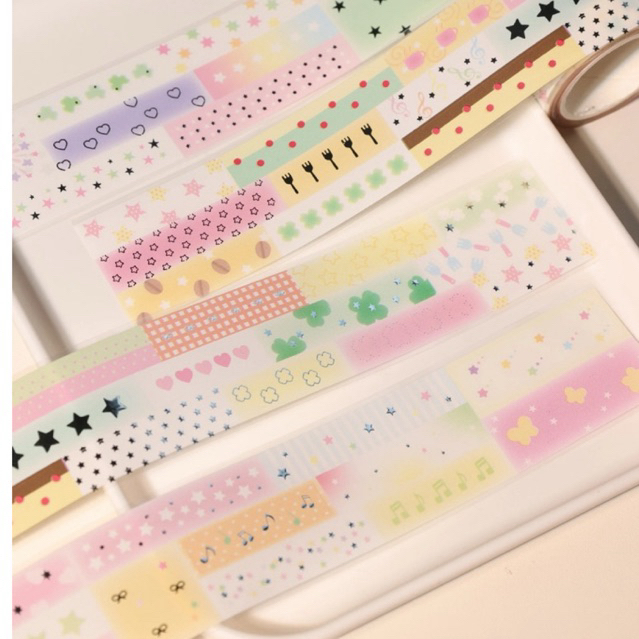 

rainbow clover apple musical notes share sticker roll pastel deco stiker jurnal journaling