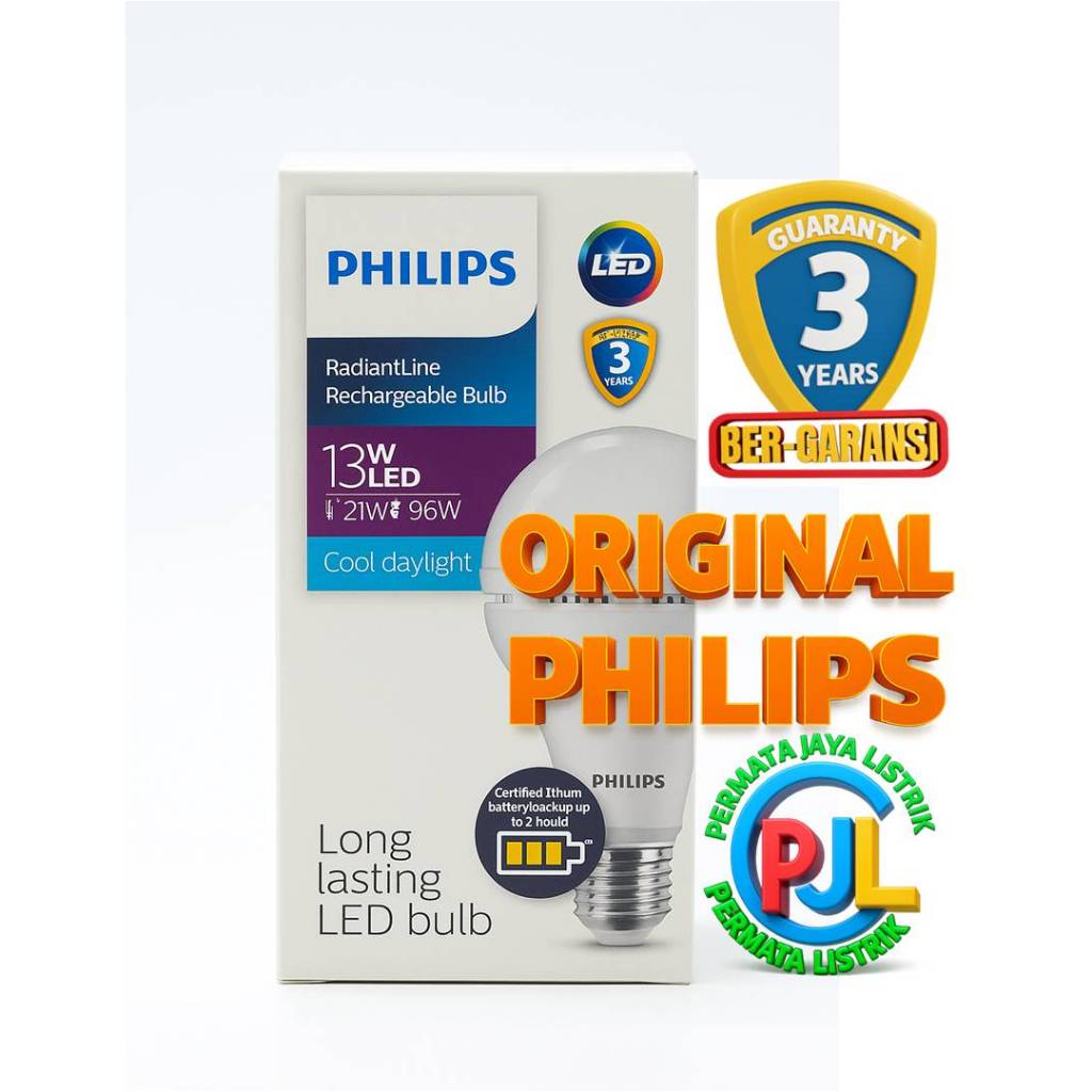 Philips Lampu Emergency 13W LED AC DC – Portable Emergency Light Rechargeable | Magic Lamp Bohlam Da