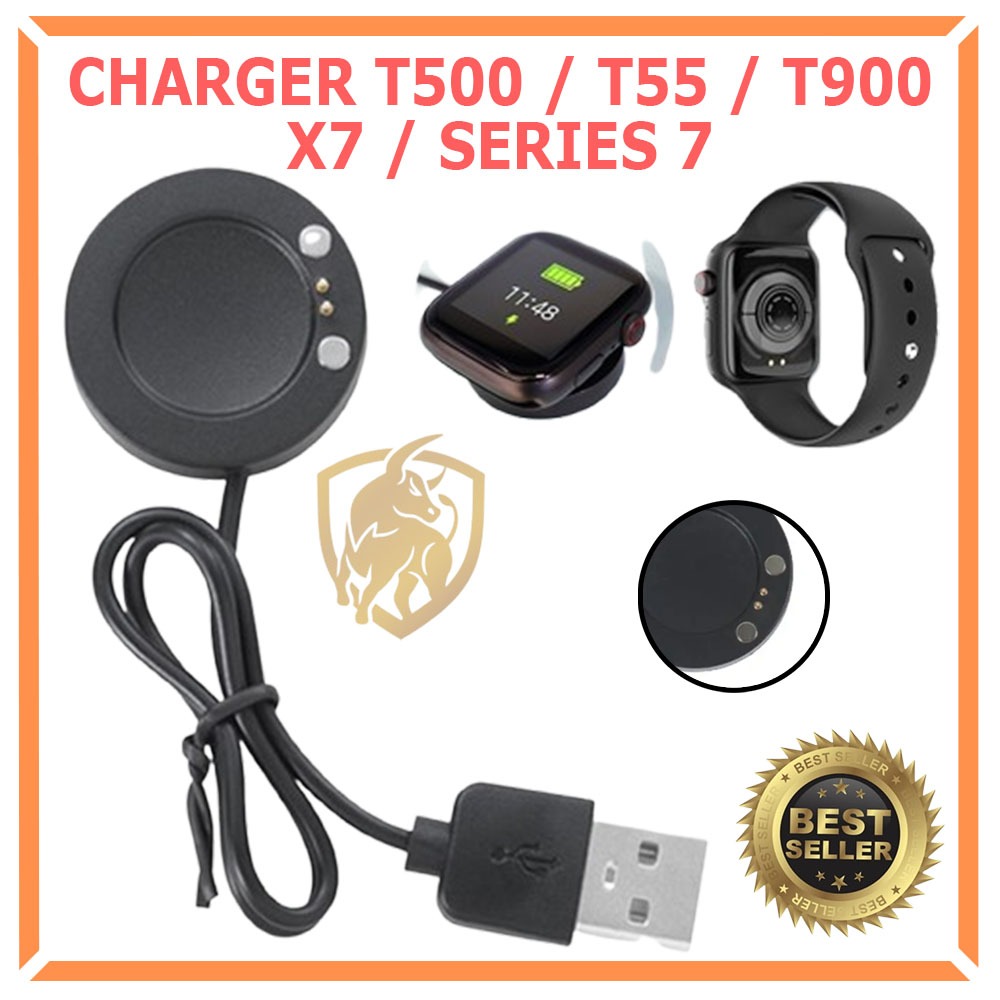 Kabel 2 Pin Charger Smartwatch Hiwatch T500+ / Series 7 Smart Watch Jam Tangan T500 / T55 /T200 PLUS