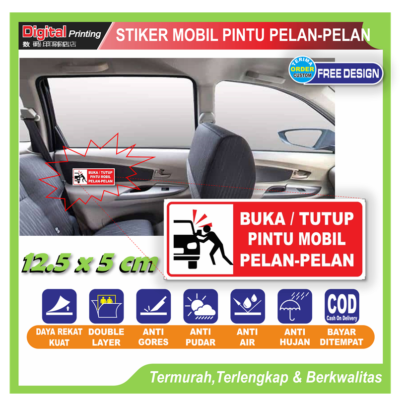 

Stiker tulisan mobil buka tutup pintu pelan pelan sticker pintu mobil anti rusak berisik adab baik