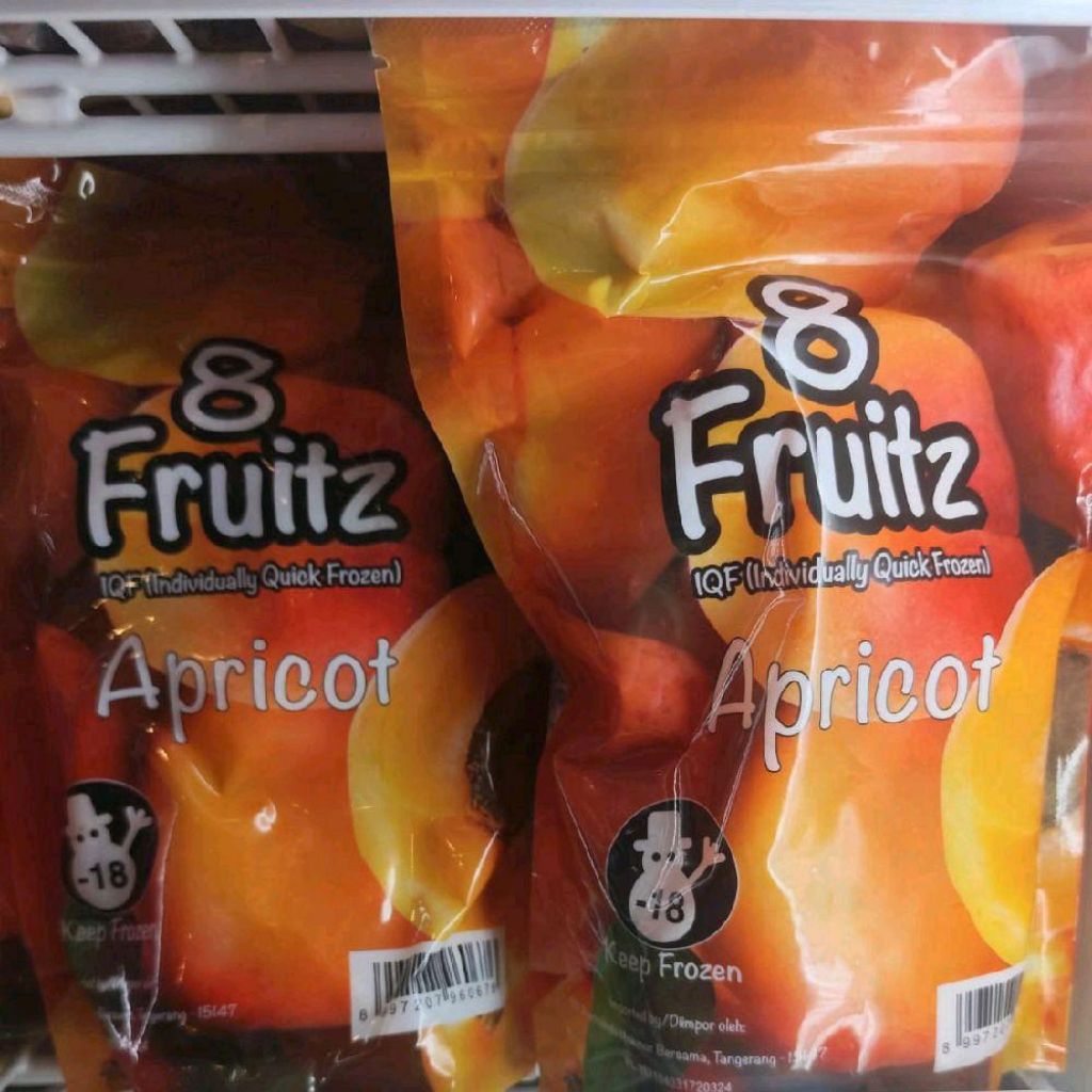 

Buah apricot Frozen 8 fruitz individualy quick Frozen 500 gram