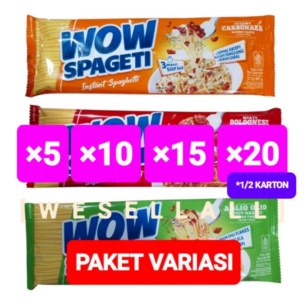 

Wow Spageti Instant Spaghetti PER PAKET Isi Variasi @ 75-80 gr | 0017MPB