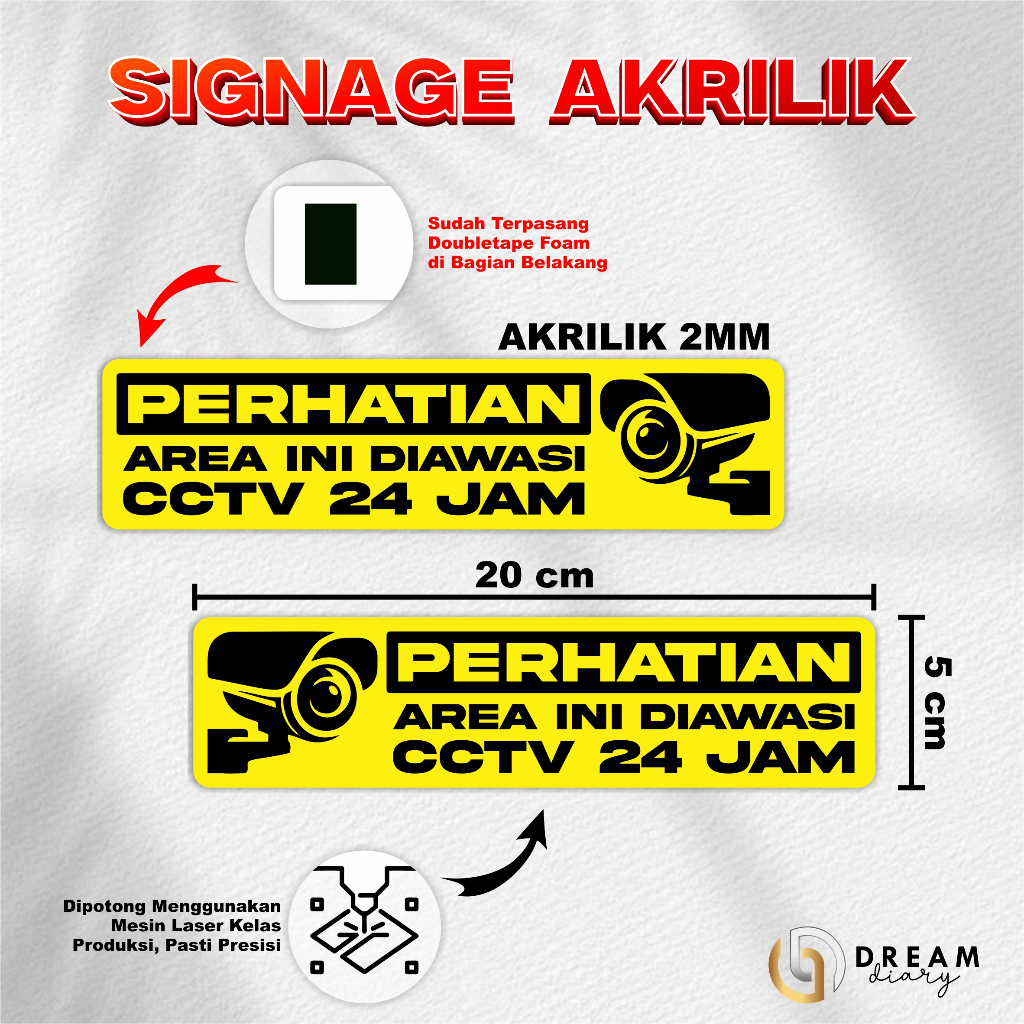 

Signage Akrilik Premium - Signage Tanda Plat Geser / CCTV / Titik Kumpul Ready