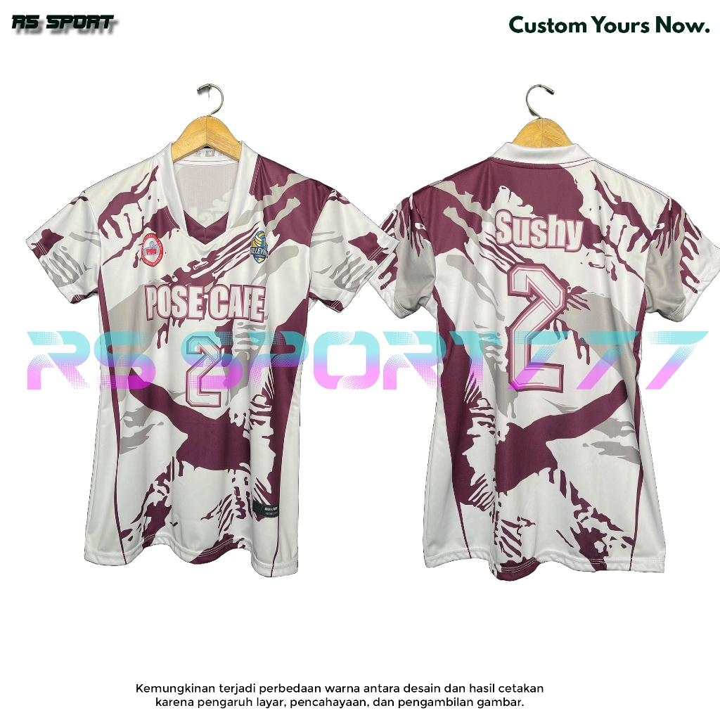 Jersey Olahraga Voli Atasan Kaos Team Cewek Custom Full Printing