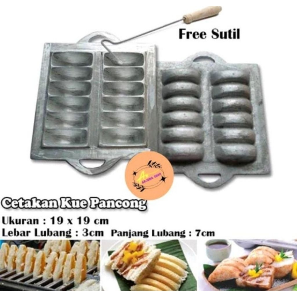 Cetakan kue pukis pancong Bandros 12 lubang bonus tutup dan cutil murah