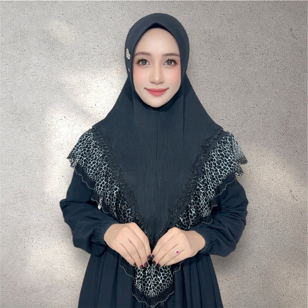 Jilbab instan selena renda plisket by FO hijab wanita muslim dewasa