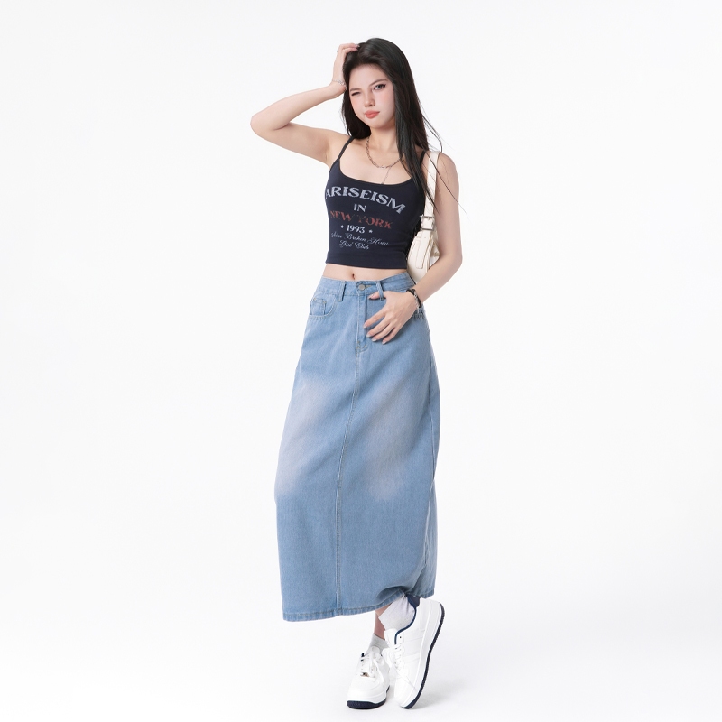 U.R Pengiriman 12 Jam Terlambat Tunggu Setahun Rok Jeans Warna Biru Tahan Lama Cocok Aktivitas Santa