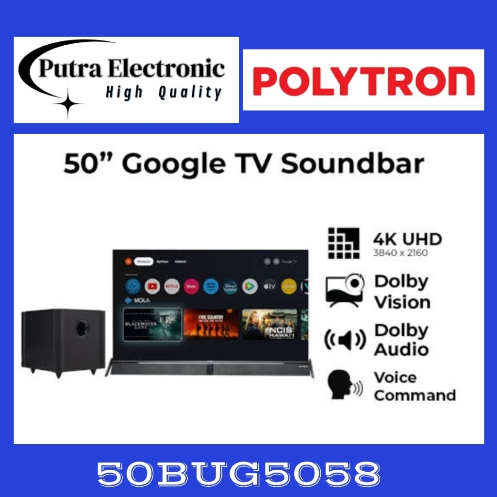 POLYTRON 50BUG5058 4K GOOGLE TV SOUNDBAR 50 INCH