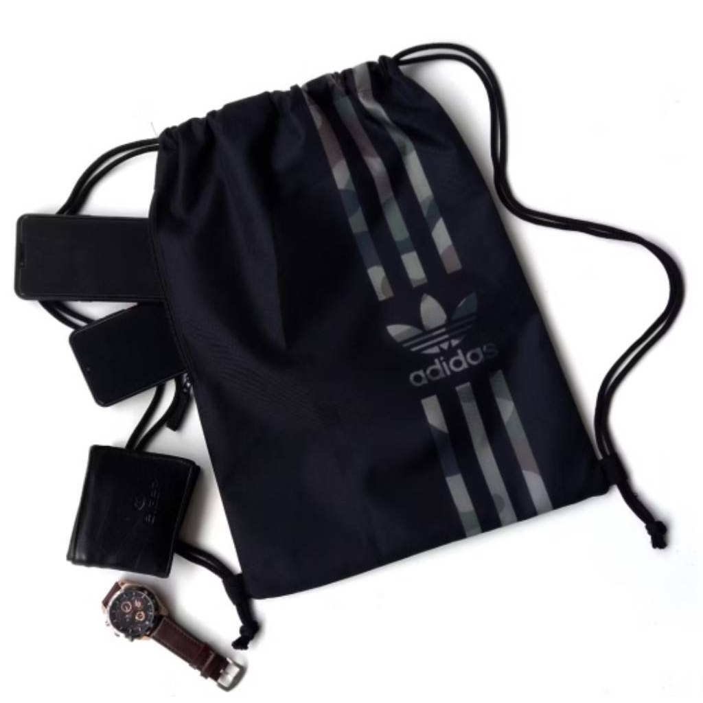 TAS SERUT ADIDAS STRING BAGS ARMY ORIGINAL BLACK BAGS / TAS SERUT PRIA WANITA