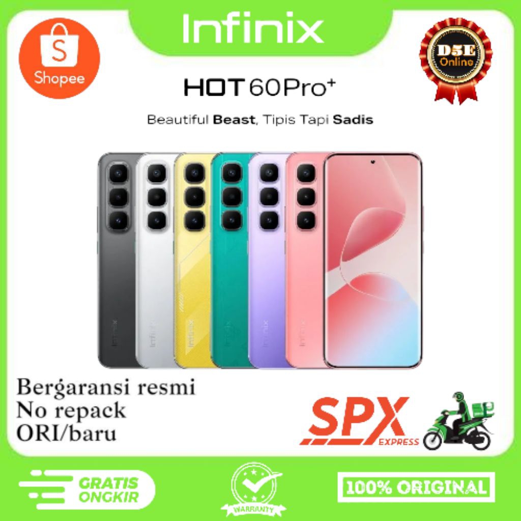 Infinix Hot60 Pro+ Ram 8+8/256 (Hp layar lengkung dan supertipis)  Helio G200 bergaransi resmi 1 tah