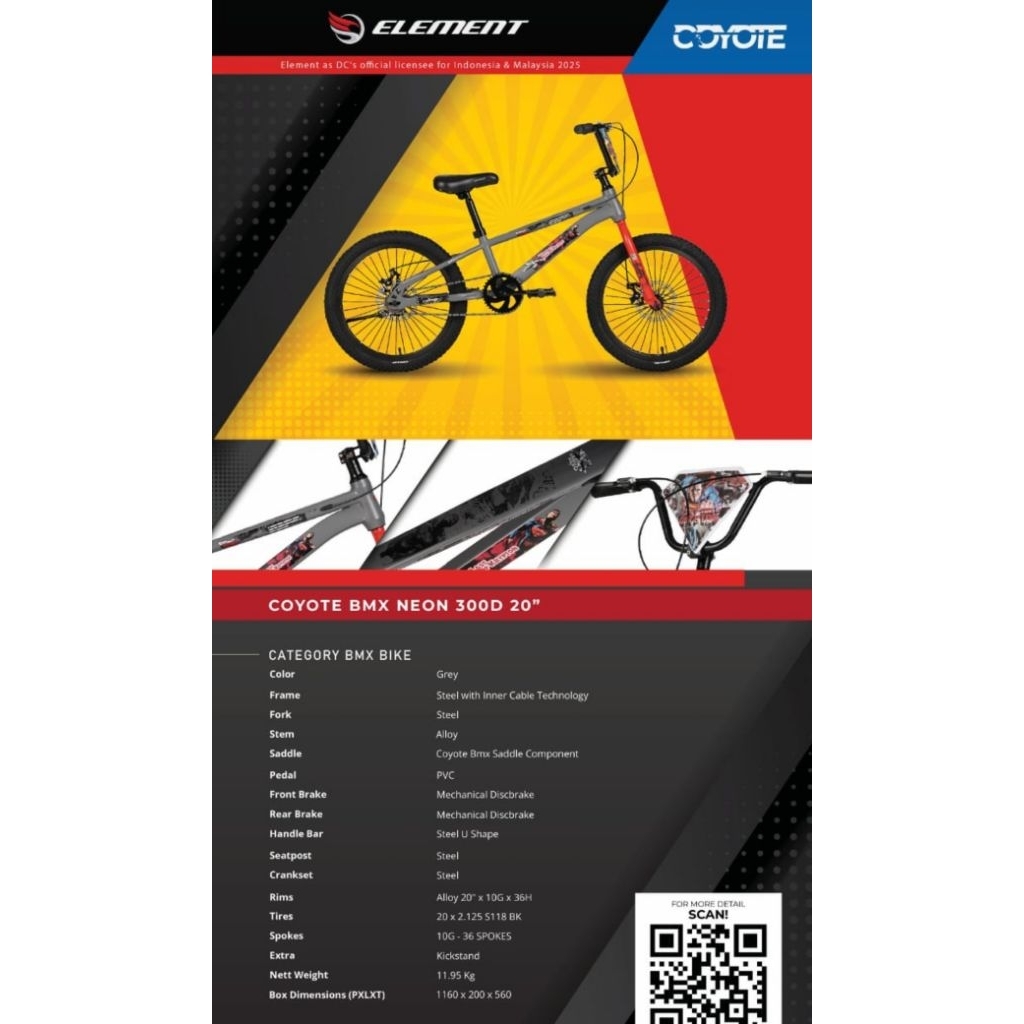 Sepeda BMX 20 inch Element Coyote BMX Neon 100 Neon 200 Neon 300 Neon Superman