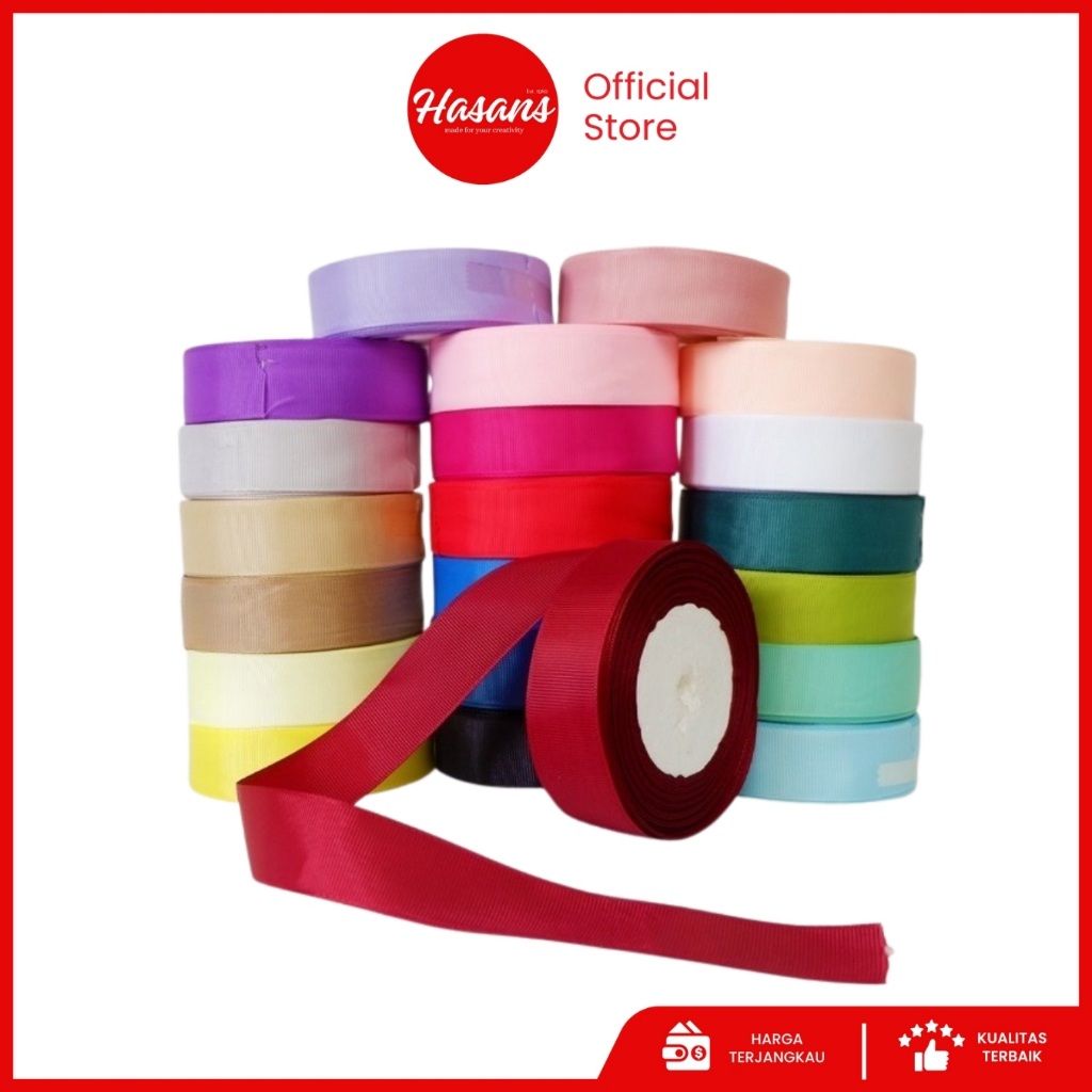 

[1 Slop] Pita Salur 3/4 Inch / Pita Salur 2 Cm / Gross Grain / Pita Kado / Kain Warna / Pita Salur Polos 3/4