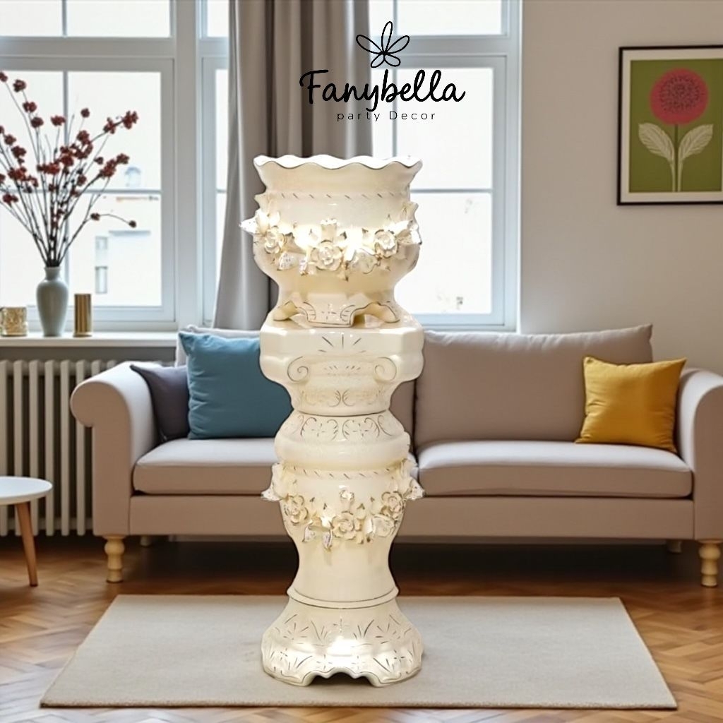 Pilar Bunga Capodimonte Pajangan Keramik Kristal Capodimonte Itali Mewah Import Dekorasi Rumah