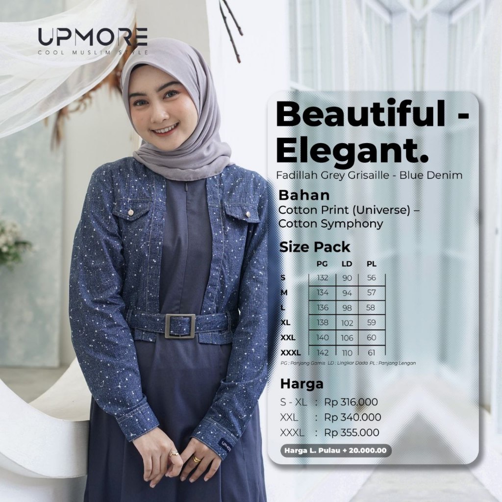[COD] GAMIS DAILY UPMORE FADILLAH GREY GRISAILLE - BLUE DENIM | FASHION DAILY | ORIGINAL PRODUK | BE