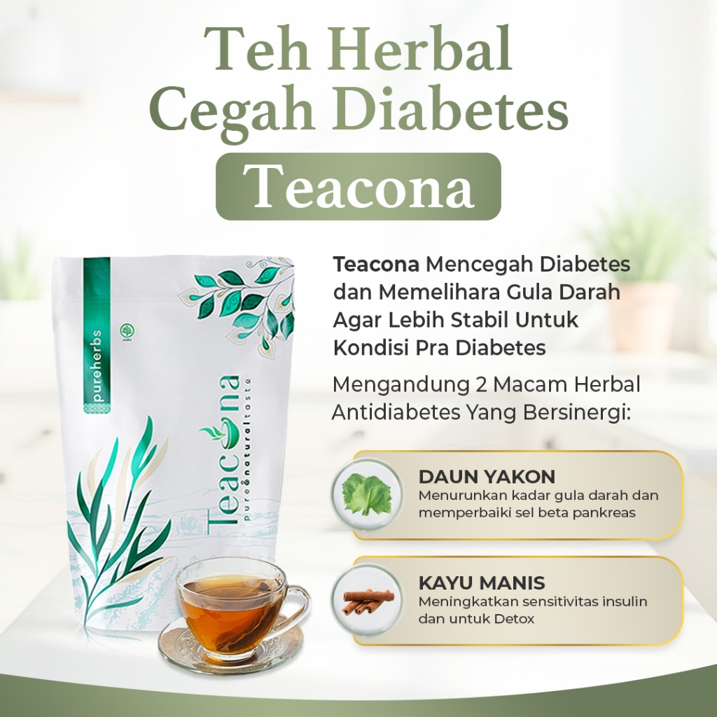 

Teh Hijau Herbal Diabetes Cegah Gula Darah Tinggi Teacona isi 20 Kantong