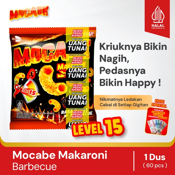 

Mocabe - Barbecue - Small Pack - 1 Karton (6 renceng) - 60 Pcs - 24gr (Free 12 Pcs)