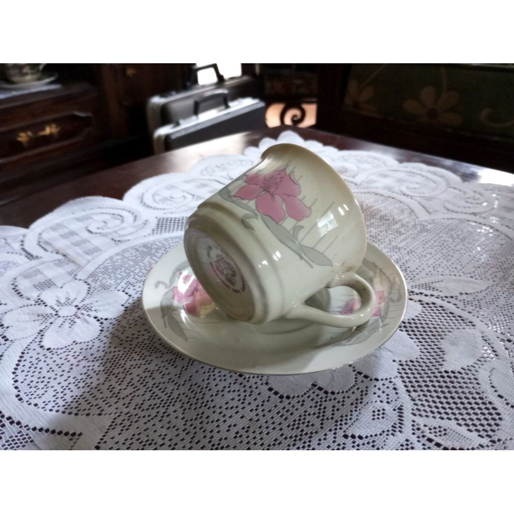Cangkir Piring Lepek Keramik Motif Bunga  NORITOKI ROYAL JAPAN Antik Vintage Lawas Tua Kuno