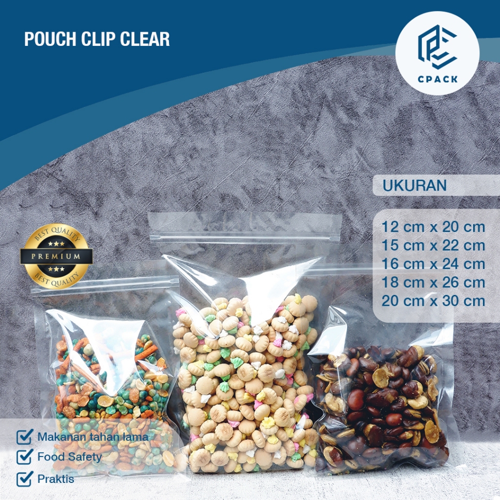 Plastik Klip Kemasan Makanan Tebal | Pouch Clip Clear Bening Transparan 1 Pack Isi 100 Pcs | Plastik