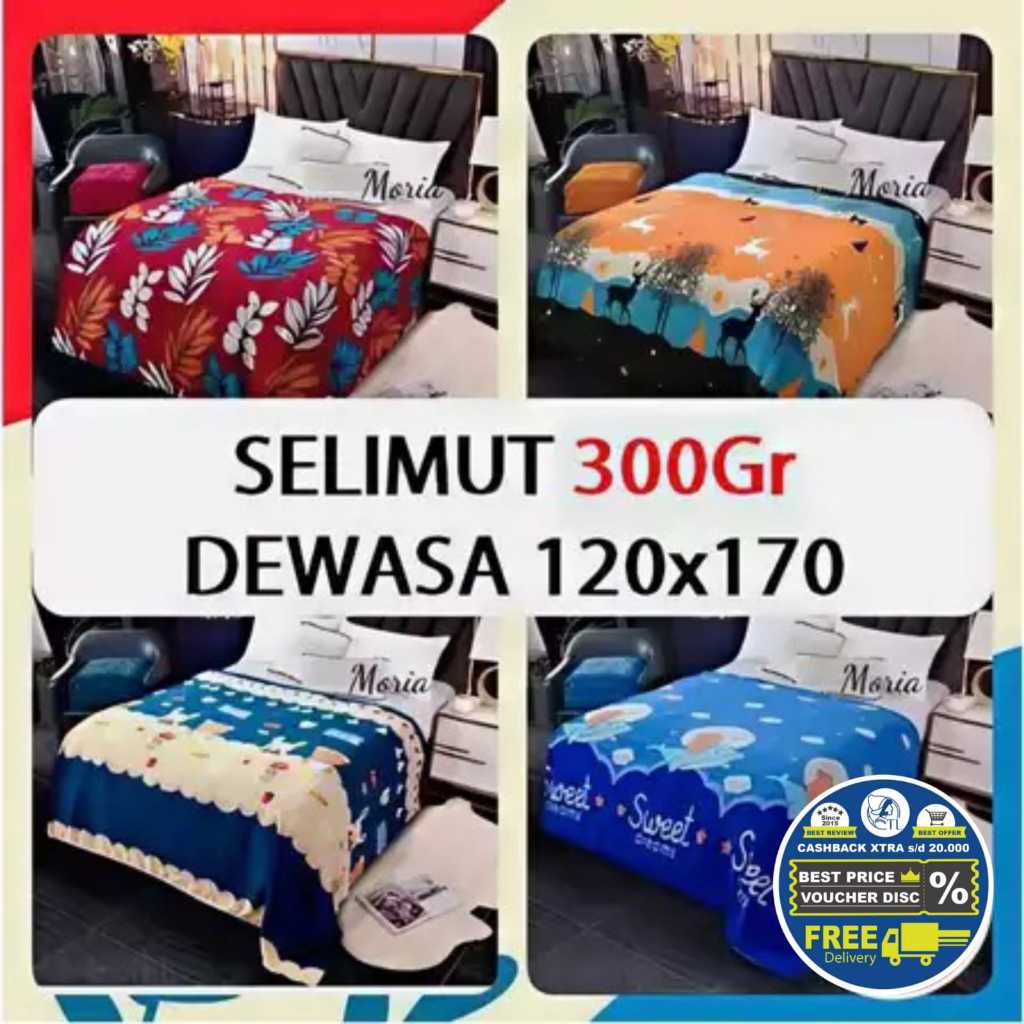 Selimut Dewasa 300gr Selimut Bulu Halus Lembut Selimut motif Abstrak Garis Bunga2 Kotak2