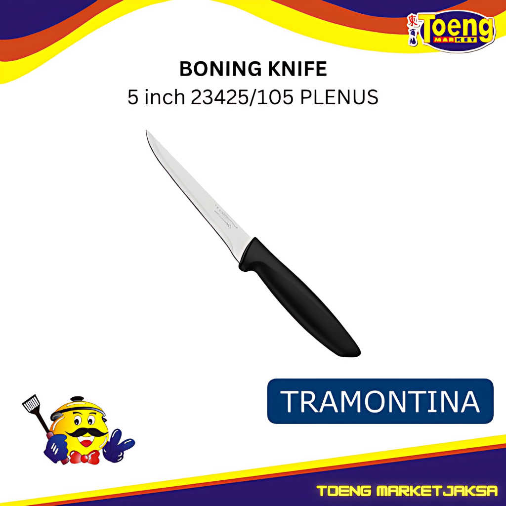 Pisau Daging Stainless Tramontina - BONING KNIFE 5 inch 23425/105 PLENUS BLACK TRAMONTINA