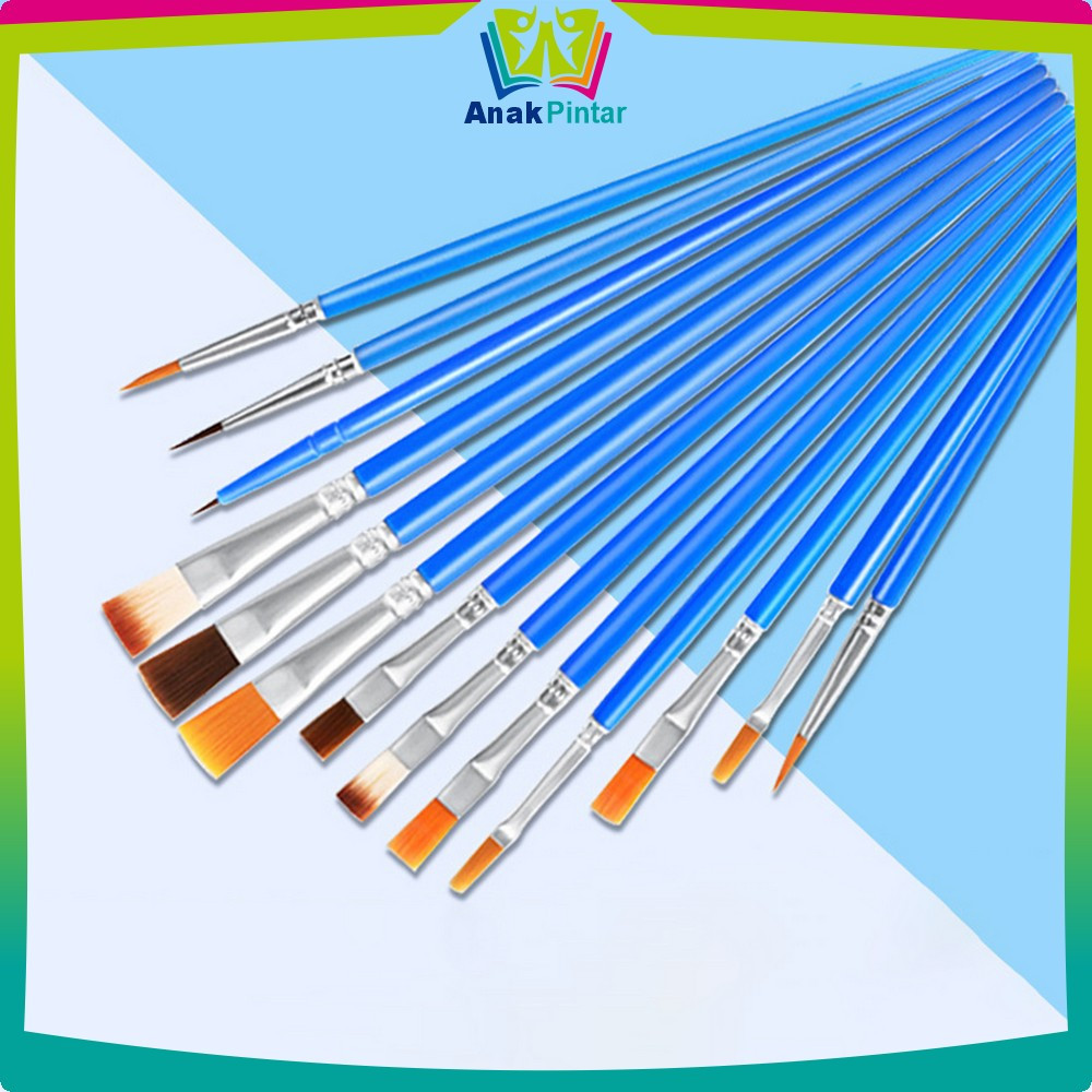 

EC Paint Brush Nilon Ujung Pointed dan Flat / Kuas Lukis Lancip Datar Art / Brush Cat Minyak Akrilik Anak Pintar A98