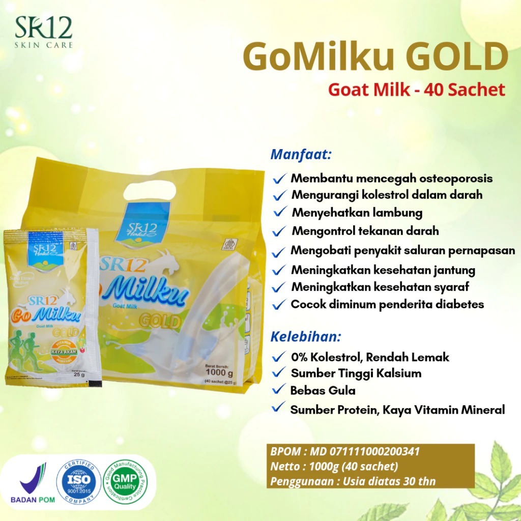 

Gomilku Gold SR12 Kemasan sachet 1 pack isi 40 Sachet Susu Kambing Etawa Susu Lansia Menjaga Kesehatan Tulang