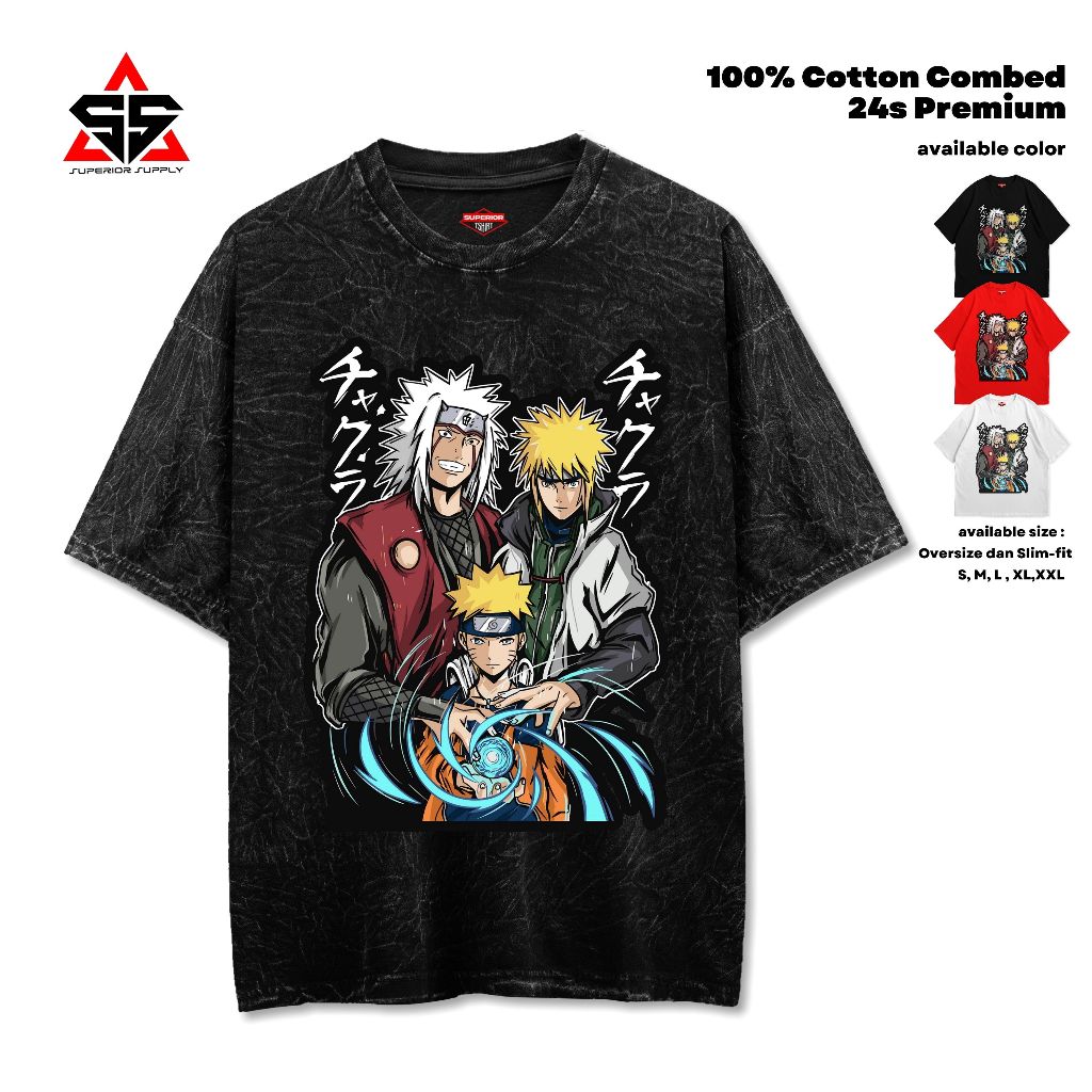 SUPERIOR Kaos NARUTO SHIPPUDEN Oversized washed tshirt Oversize slimfit sandwash Unisex NARUTO-27