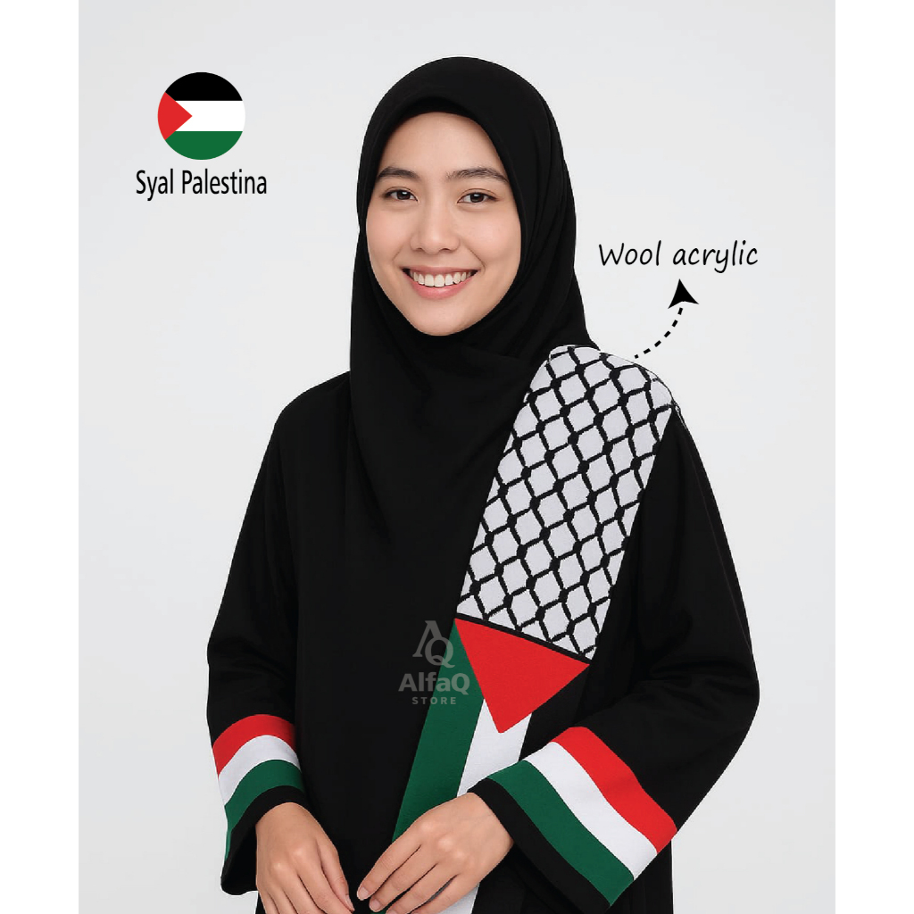syal palestina motif bendera syal rajut palestina pria wanita ORIGINAL