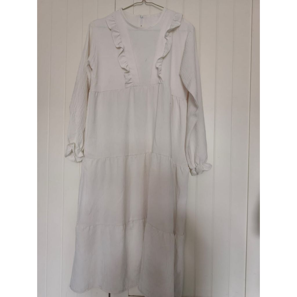 pl gamis set kerudung dress putih anak perempuan preloved