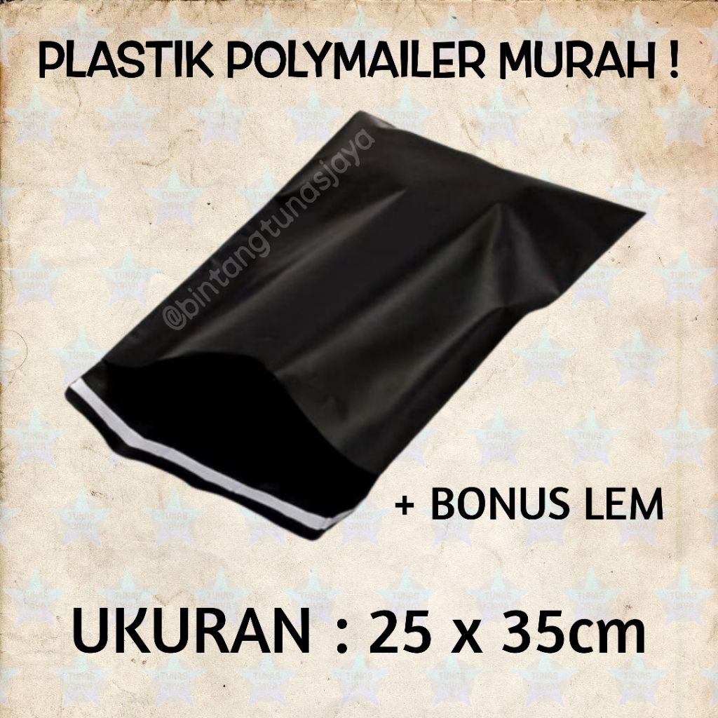 

PLASTIK POLYMAILER HITAM 25x35cm BONUS LEM !