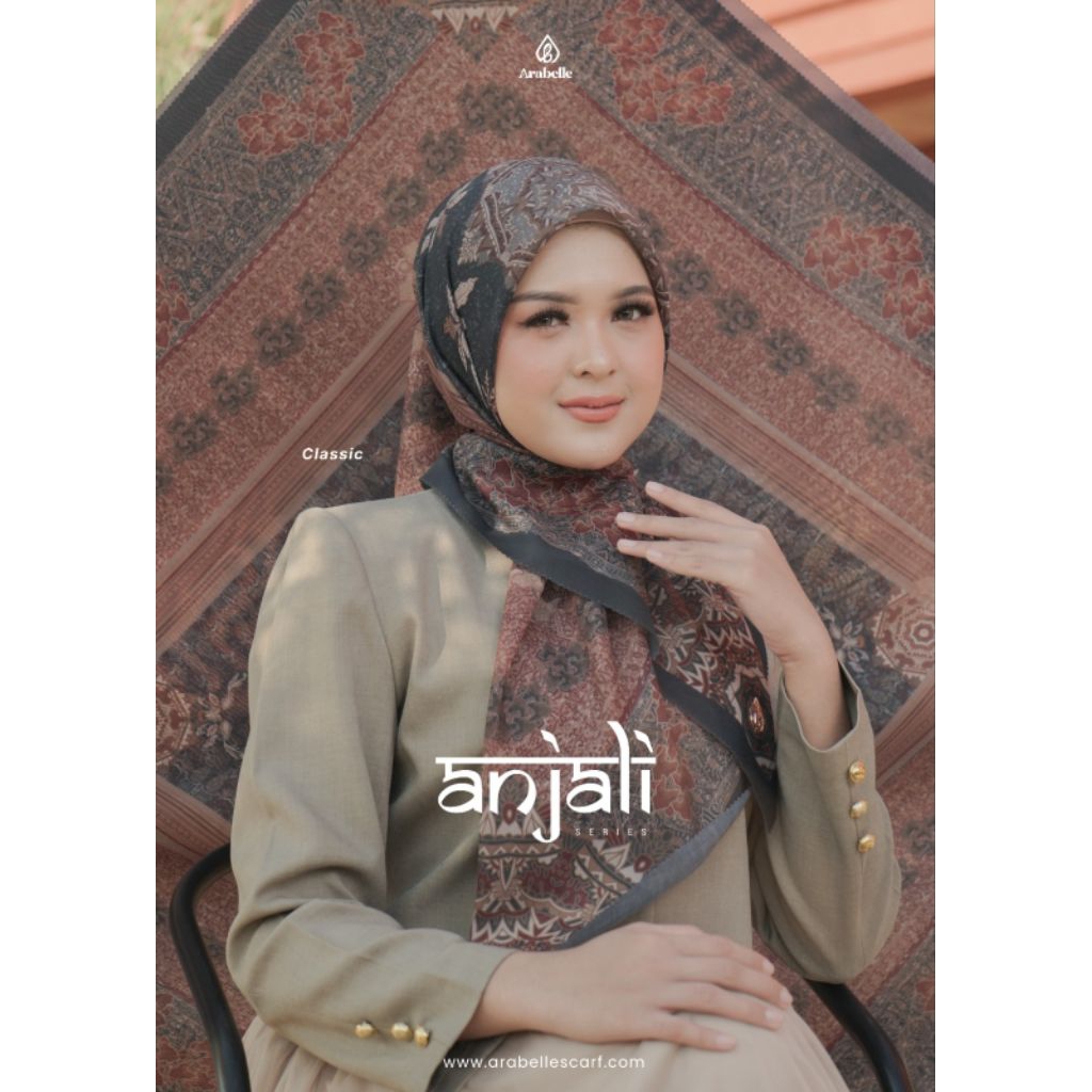 ANJALI SCARF BY ARABELLE SCARF FREE BOX & TAS √ scarf premium √ hijab segiempat motif √scarf cantik 