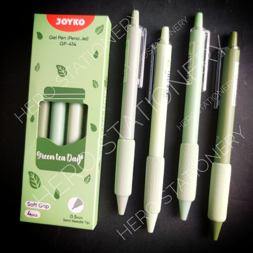 

Pen gel green tea day soft grip joyko 0.5 mm GP-414 . 4 unit