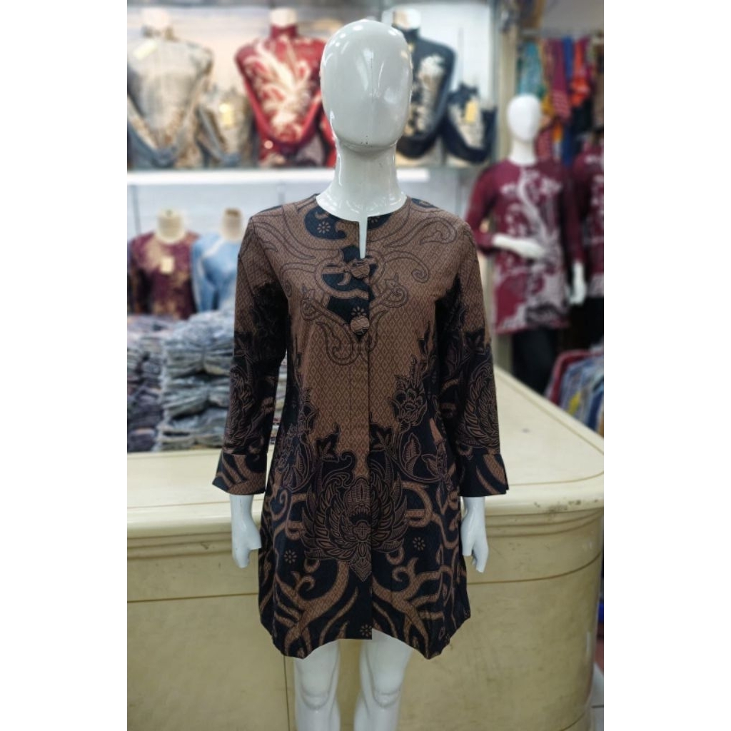 Baju Batik Tunik, Batik Tunik Wanita, Batik Kerja Wanita, Batik Solo, Atasan Batik Tunik Wanita, Sle