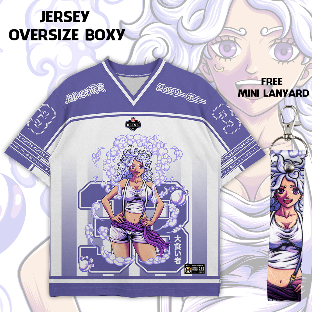 (Gratis Lanyard, Stiker) BIGBOSS Baju Jersey Anime One Piece Oversize Boxy Jewelry Bonney 042 Bony