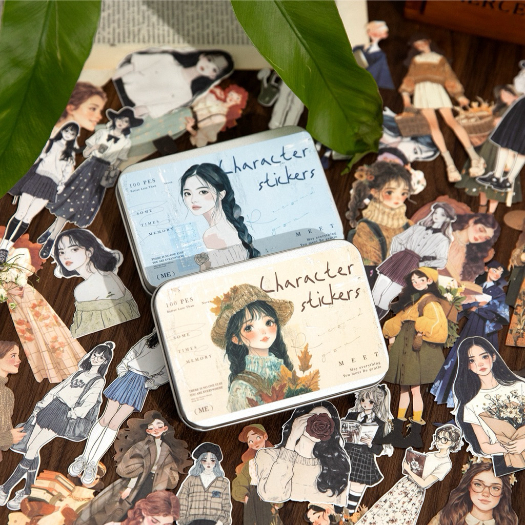 

(3DE) box isi 100 pcs paper kertas karakter character perempuan girl woman cantik beautiful cute