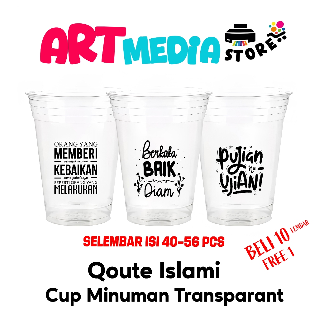 

40-56 PCS Stiker Tempel Cup Segala Jenis Minuman sterofoam