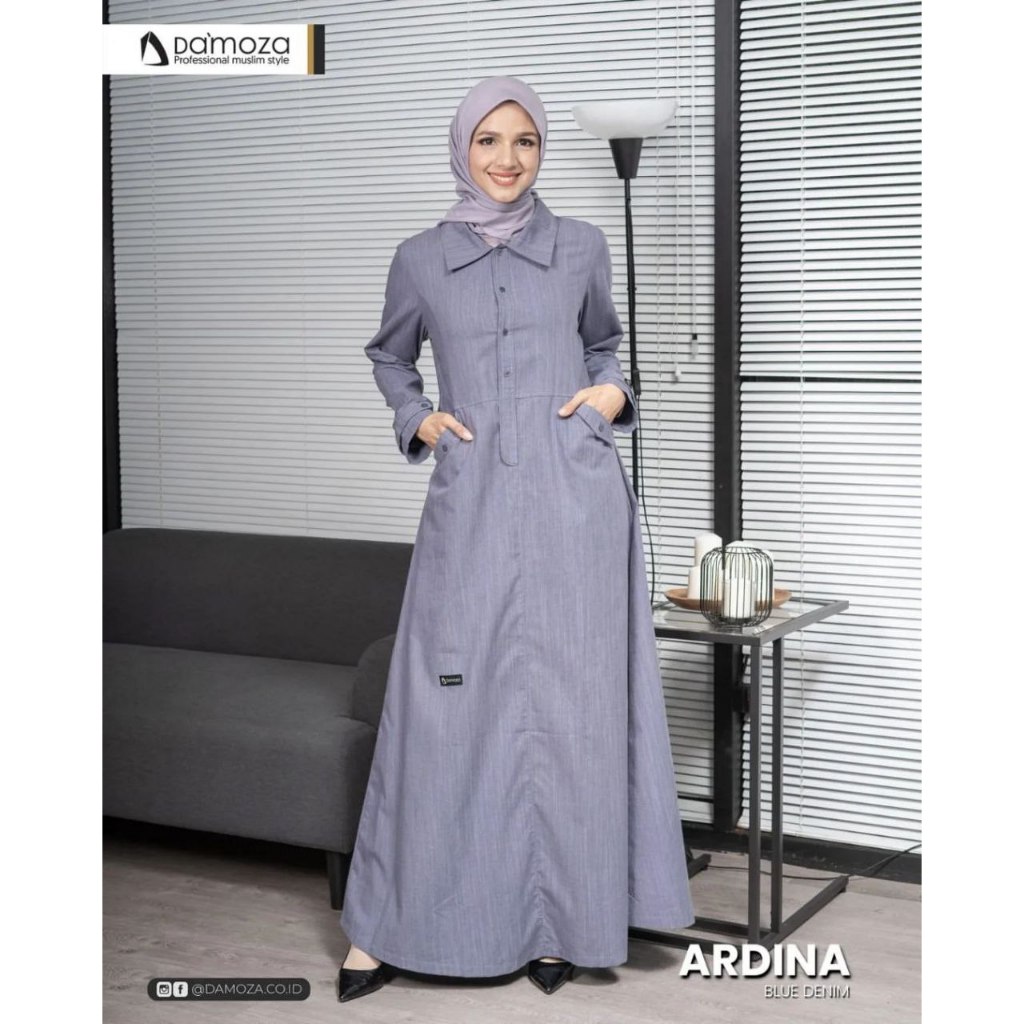 [COD] GAMIS DAMOZA ARDINA BLUE DENIM | MATERIAL COTTON SLUB | DAILYY FASHION | COD BEKASI | ORIGINAL